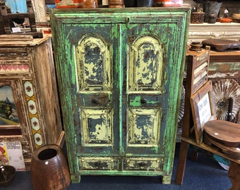 Extraordinary Vintage 'Distressed' 1-Cupboard 1-Drawer Cabinet