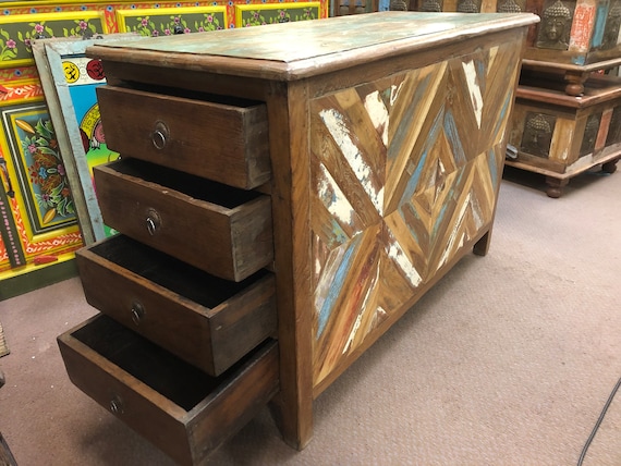 Pastel Painted Sideboard Made From Reclaimed Teak Pastel Painted Sideboard Made From Reclaimed Teak