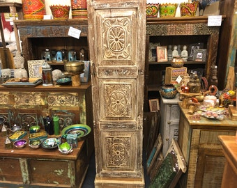 Magnificent Reclaimed Tall 'Slim' Hand Carved Cabinet