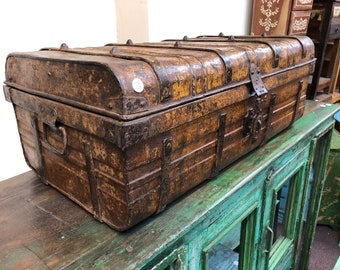 Fabulous Characterful Vintage Metal 'Steamer' Trunk