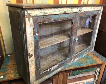 Eye-Catching Reclaimed Vintage Glass Wall Cabinet