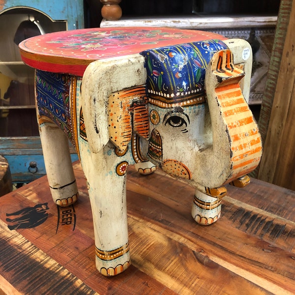 Attractive Hand Carved Hand Painted Elephant Side-Table