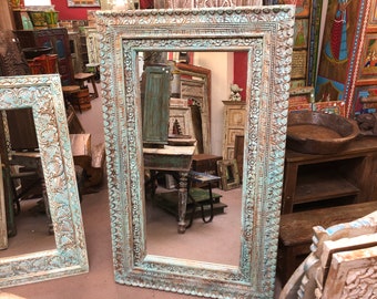 Exceptional Attractive Hand Carved Mango Wood Frame Mirror (Portrait or Landscape)