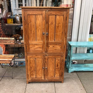 Magnificent Vintage Old Teak 'Deco' 2-Cupboard Cabinet