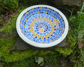 Mosaik Betonschale blau orange