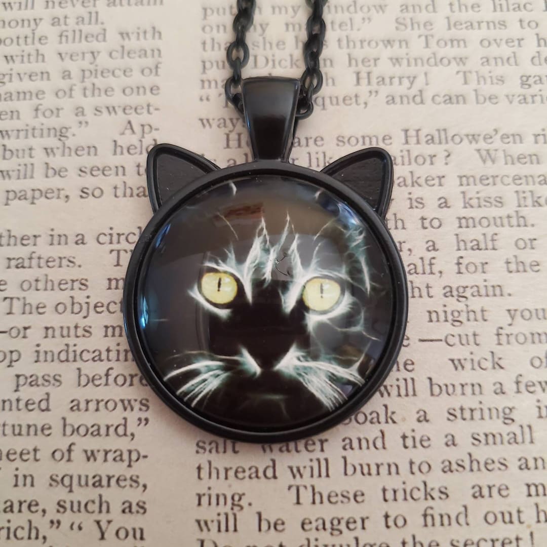 Black Cat Necklace for Women, Witch Familiar Whimsigothic Jewelry ...