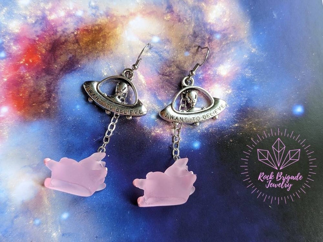 I Want to Believe Flying Saucer Earrings Weirdcore Jewelry Etsy