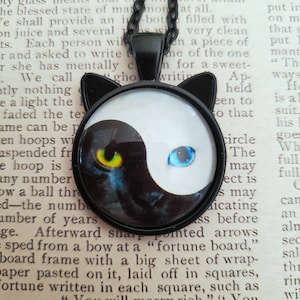black cat white cat yin yang necklace, whimsigothic jewelry, cat gifts for cat lovers, alt jewelry, unique gifts for women, cat mom gift