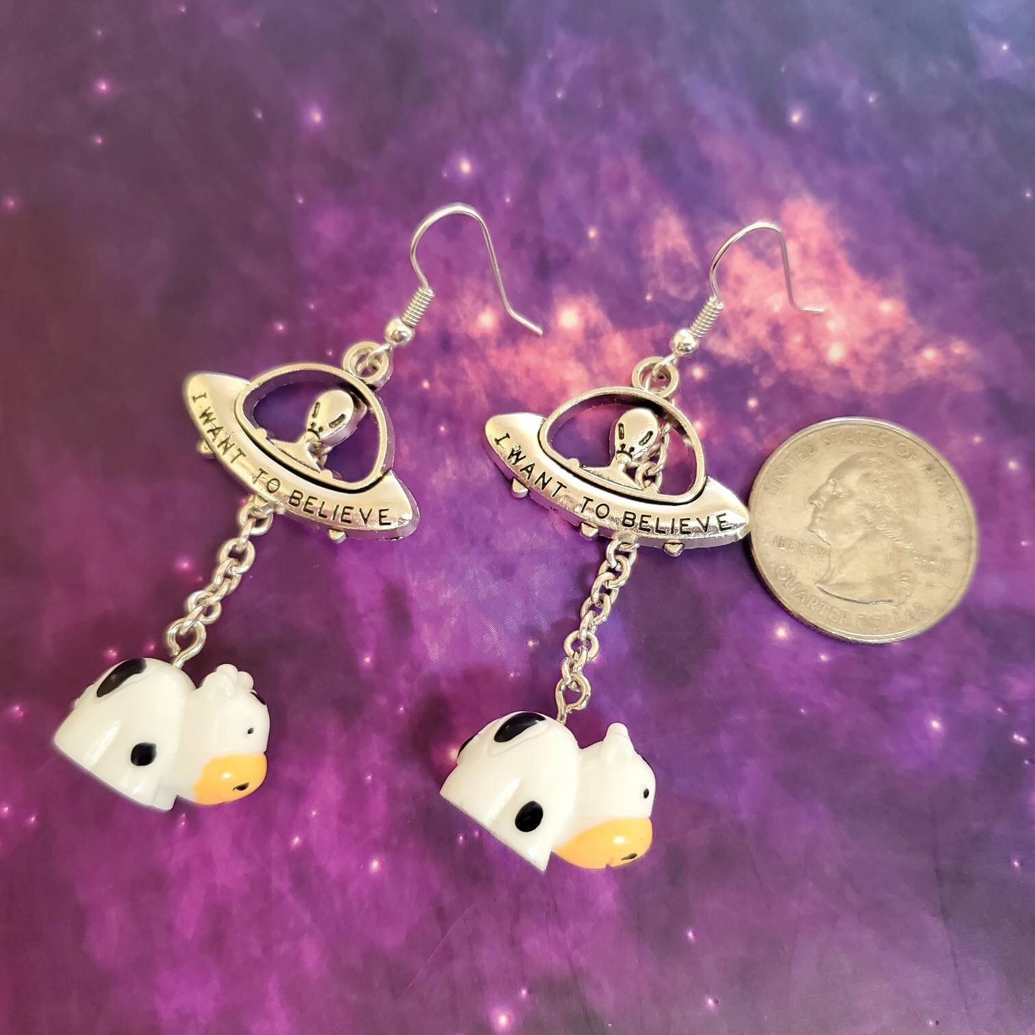 I Want to Believe Flying Saucer Earrings Sensitive Earrings Etsy