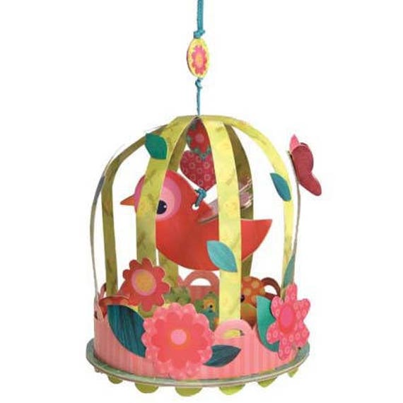 Kit Créatif Cage à Oiseau En Carton à Assembler Et à Décorer Avec Les Stickers Diy Pour Enfant