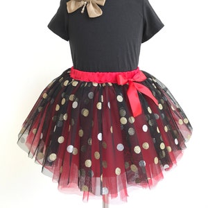 Girl polka dot tutu. Dots birthday outfit. Red and gold dots tutu. Gold and silver dots skirt. Polka dot tutu. Black and red polka dots tutu