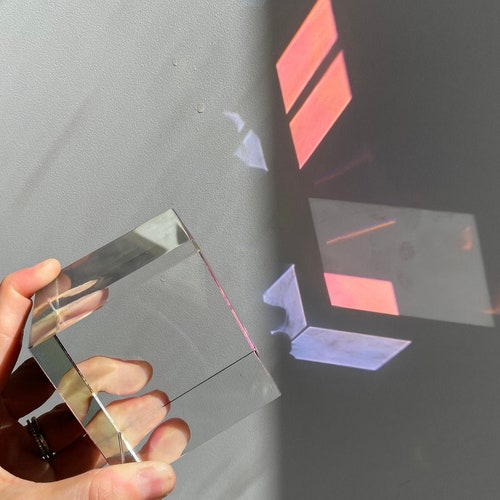 70*70*70mm shops High Quality Clear Crystal K9 Glass Physics Cube Photography Prop Prism Light Spectrum Optical Desk Decor 7cm Birthday Gift