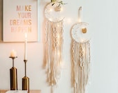 Crescent Moon Owl Macrame Tapestry Dreamcatcher, Unique Wall Art Decoration, Large Nursery Wall Hanging