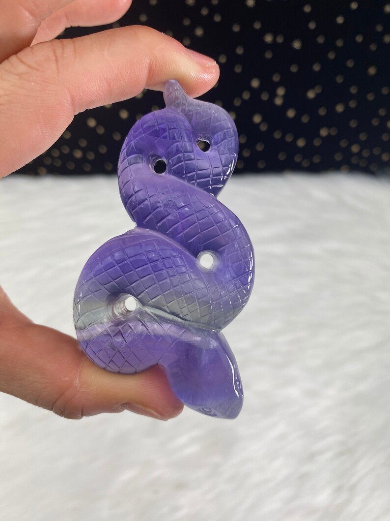 Purple Amethyst Snake Hand Carved Crystal for Transformation | Etsy