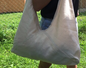 Organic hemp hobo bag, Big bag as a sac for lots of things and zip lock