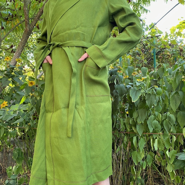 Hemp mens robe GREEN