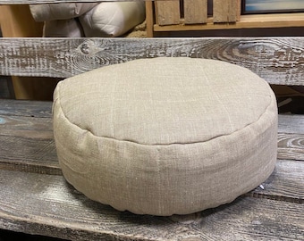 Hemp round zafu meditation cushion with buckwheat husk