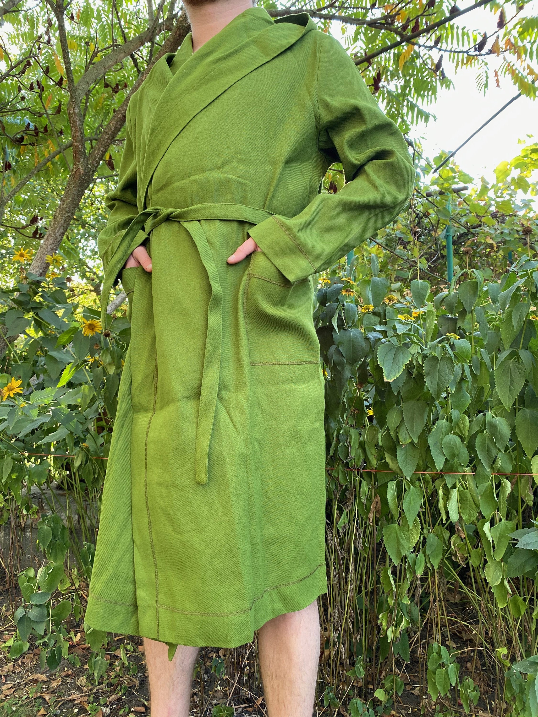 Hemp mens robe GREEN Etsy