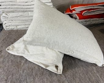 Funda de almohada de cáñamo color natural – Tejido de cáñamo, 180 g/m², transpirable, ecológica, hecha a mano