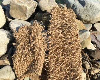 Set of two crochet washcloths, Hemp back scrubber and wash mitt, Organic hemp washcloth, Massage mitten scrubber