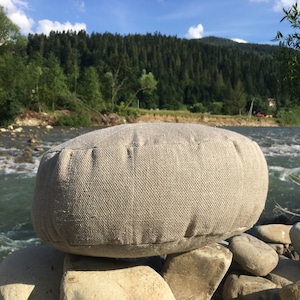 Hemp Round Zafu Meditation Cushion - Hemp Zafu with Hemp Filler-Organic Hemp floor cushion with hemp filler