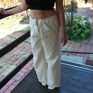 Hemp pants with ties