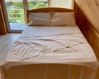4 pieces hemp sheet set, fitted+flat sheet and 2 pillowcases