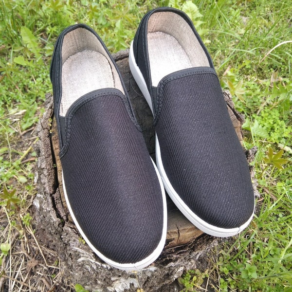 Black hemp shoes for women