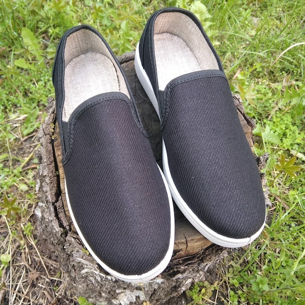 Black hemp shoes for women