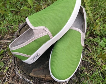 Hemp green sneakers for women, Organic hemp shoes for women