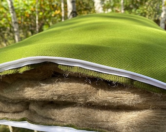 Almohada de cáñamo verde con relleno de cáñamo, tela y relleno naturales de cáñamo, ropa de cama sin polvo.