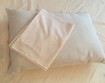 Set of hemp pillow with hemp filler and hemp pillowcase