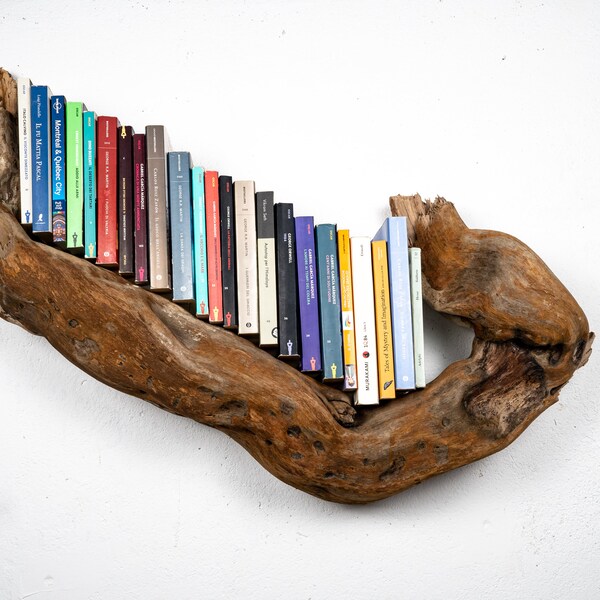 Scunsata - driftwood shelf created with a tree trunk to create a nautical style