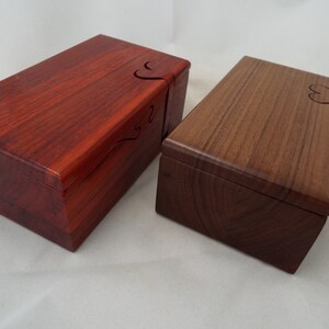 Red cedar puzzle box, live edge box w/ heart key, cedar stash, jewelry, band saw, treasure box, wood anniversary gift, gift for him/her image 2