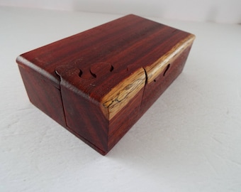 Handmade Band Saw Puzzle Box, Natural Hardwood Keepsake
