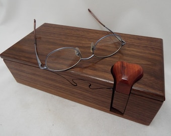 Handmade Walnut Heirloom Box, Secret Stash Box with Heart Key