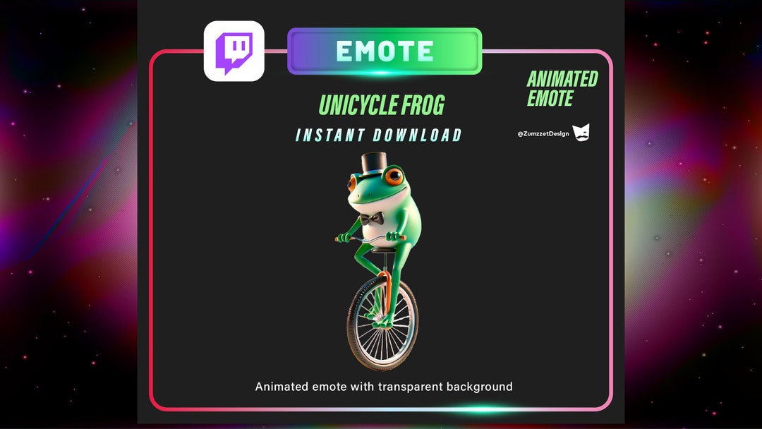 ANIMATED Unicycle Frog Emote for Twitch, Streamer, Gaming, Streaming