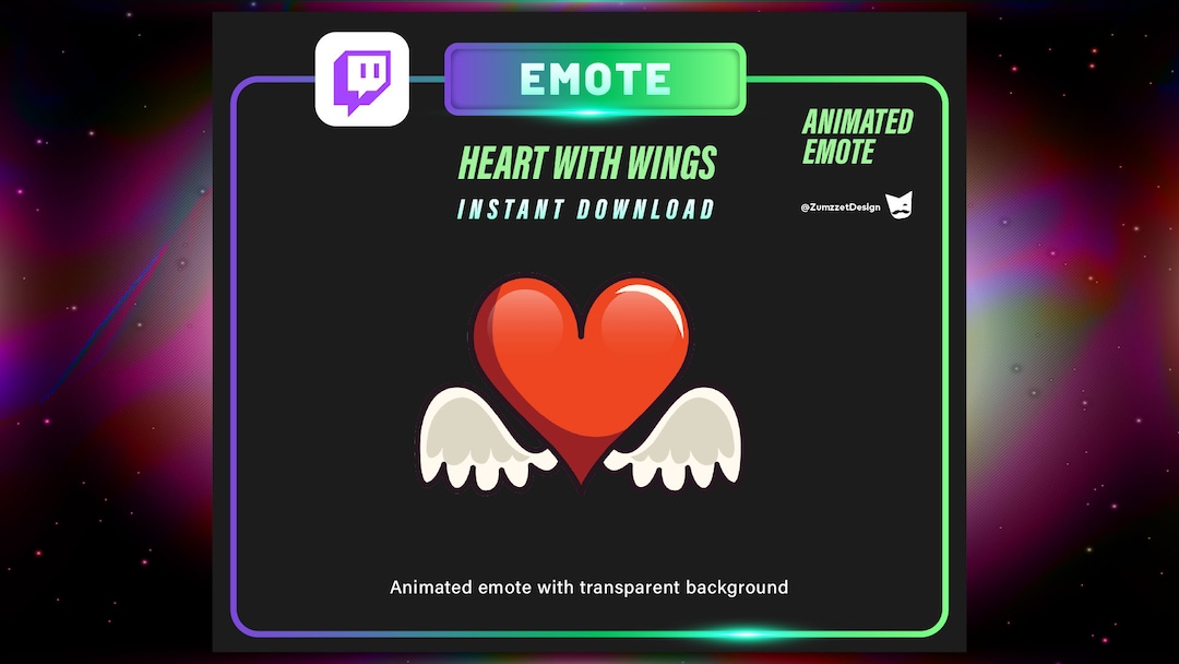 ANIMATED Heart With Wings Emote for Twitch, Streamer, Gaming, Streaming