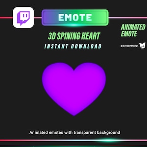 ANIMATED Spinning Heart Emote  for Twitch, Streamer, Gaming, Streaming, Stream Emotes, Love Emote, Valentines Emote, Colorful Emote