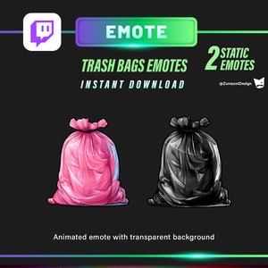 STATIC Trash Bags Emote Set for Twitch, Streamer, Gaming, Streaming, Stream Emotes, Gamer Emote, Garbage Trash