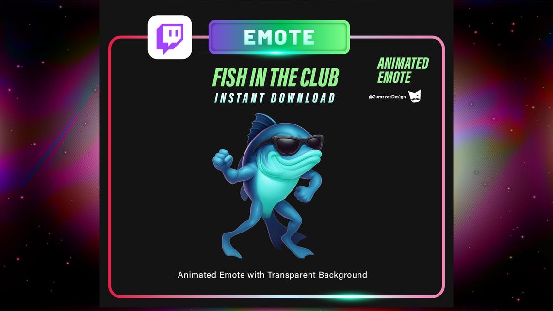 Dancing Bass Fish Animated Twitch Emote | EDM Streamer Emote - Etsy