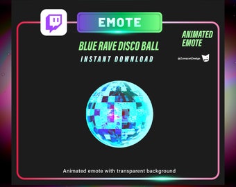 Emote animado de bola de discoteca azul para Twitch (descarga digital)