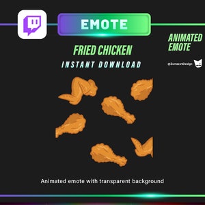 ANIMIERTES Raining Fried Chicken Emote für Twitch, Streamer, Gaming, Streaming, Stream Emotes, Gamer Emote
