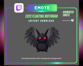 ANIMATED Mothman Emote for Twitch, Streamer, Gaming, Streaming, Stream Emotes, Cryptid, Monster Emote