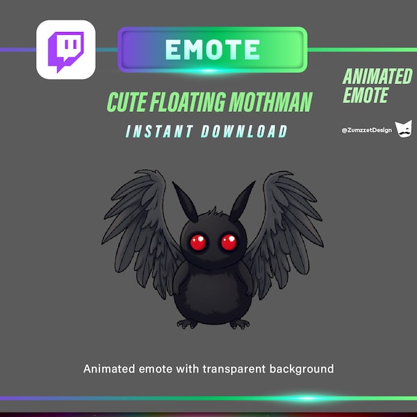 ANIMATION Mothman Emote pour Twitch, Streamer, Gaming, Streaming, Stream Emotes, Cryptid, Monster Emote