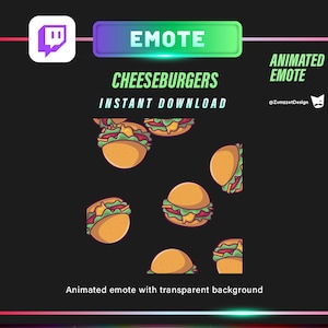 ANIMATED Raining Cheeseburgers  Emote for Twitch, Streamer, Gaming, Streaming, Stream Emotes, Gamer Emote