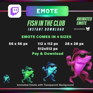 Dancing Bass Fish Animated Twitch Emote | EDM Streamer Emote - Etsy