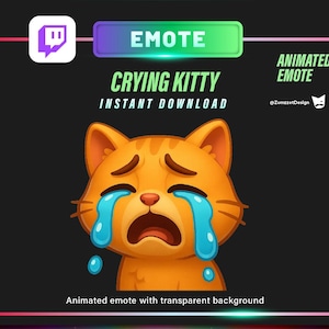 ANIMATED Crying Ginger Cat Emote Twitch, Streamer, Gaming, Streaming, Stream Emotes, Cute Cat Emote, Sad Cat Emote