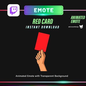ANIMATED Red Card Emote for Twitch, Streamer, Funny Emote, Community Emote