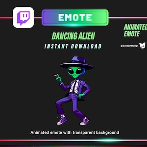 ANIMATED Dancing Alien Emote  for Twitch, Streamer, Stream Emotes, Music Emotes,
